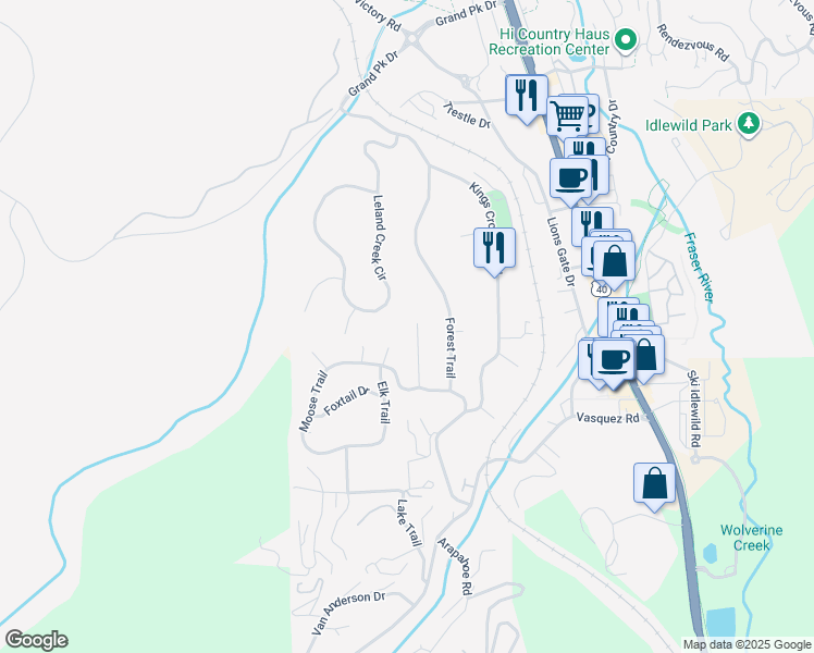 map of restaurants, bars, coffee shops, grocery stores, and more near 173 Pine Cone Lane in Parshall