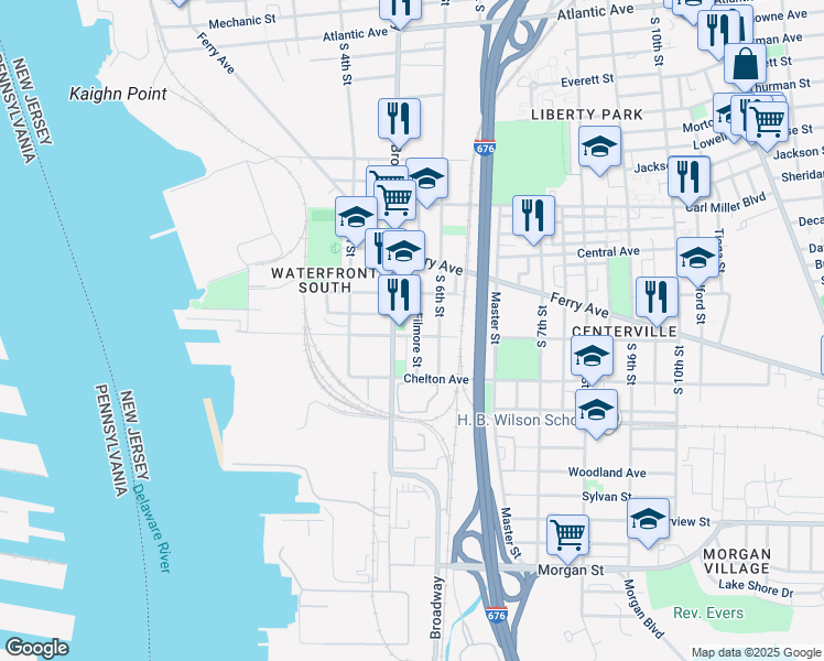 map of restaurants, bars, coffee shops, grocery stores, and more near 1938 Filmore Street in Camden