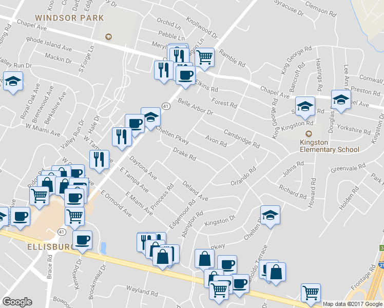 map of restaurants, bars, coffee shops, grocery stores, and more near 219 Drake Road in Cherry Hill
