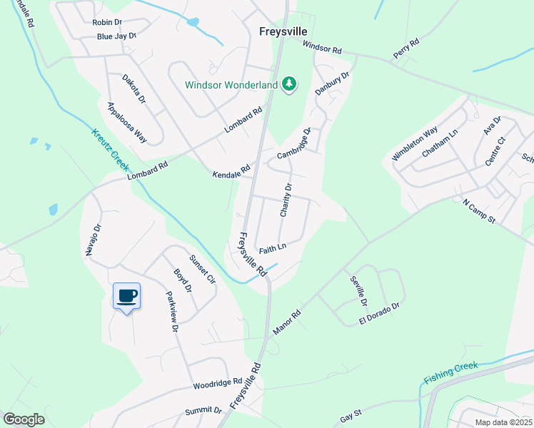 map of restaurants, bars, coffee shops, grocery stores, and more near 3004 Faith Lane in Red Lion