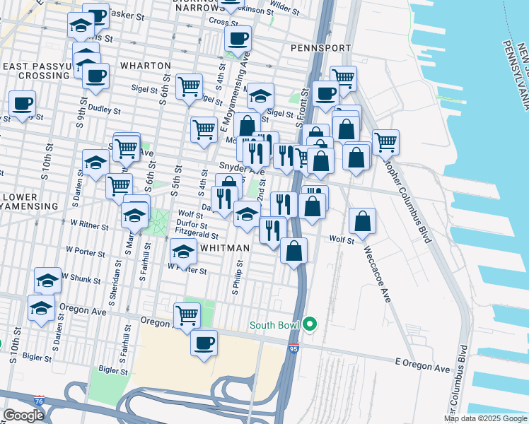 map of restaurants, bars, coffee shops, grocery stores, and more near 142 Tree Street in Philadelphia