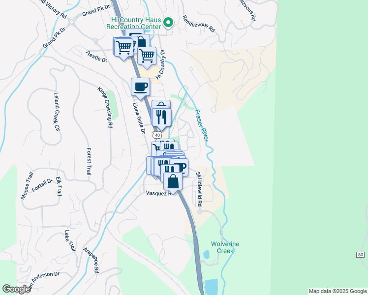 map of restaurants, bars, coffee shops, grocery stores, and more near 101 Trailhead Circle in Winter Park