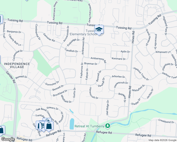 map of restaurants, bars, coffee shops, grocery stores, and more near 3136 Fabyan Drive in Reynoldsburg