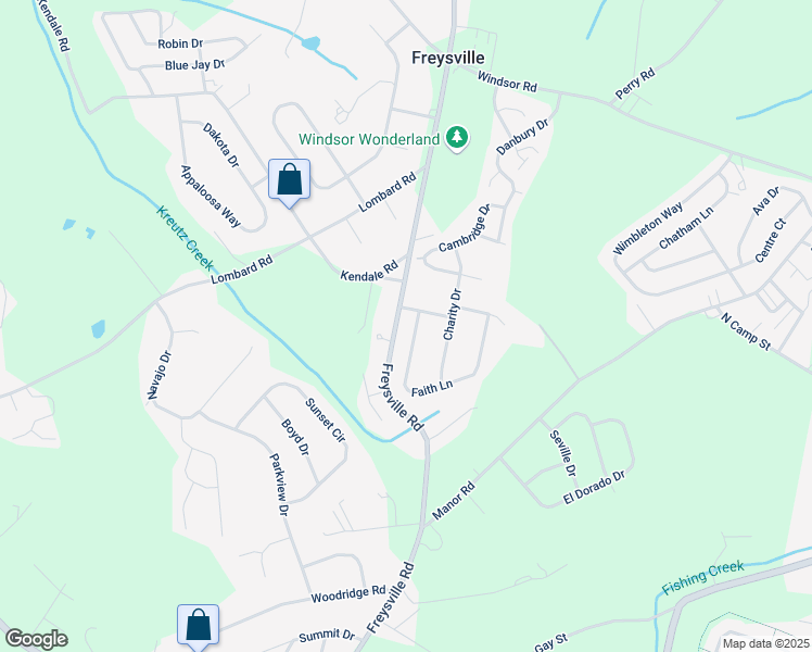 map of restaurants, bars, coffee shops, grocery stores, and more near 3005 Faith Lane in Red Lion