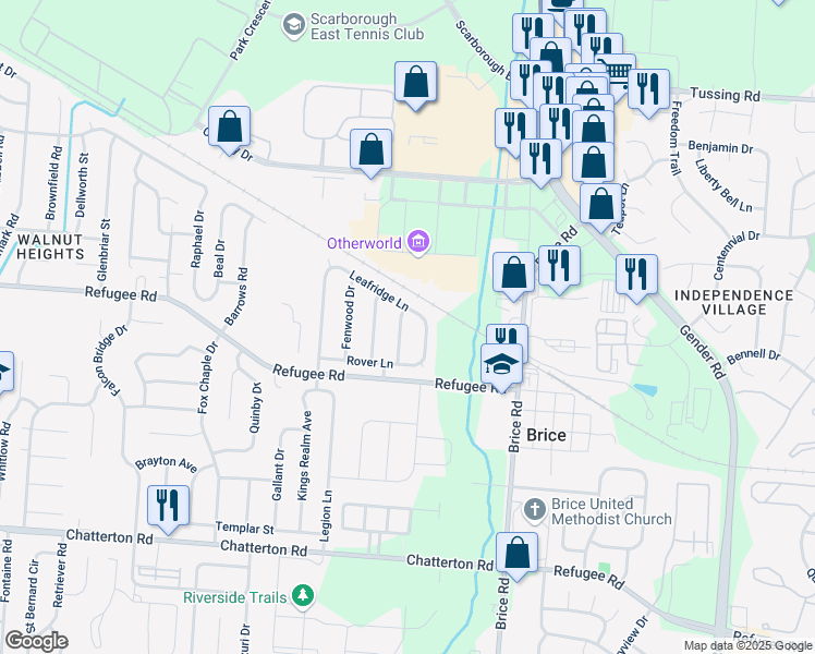 map of restaurants, bars, coffee shops, grocery stores, and more near 2975 Hinsel Drive in Columbus