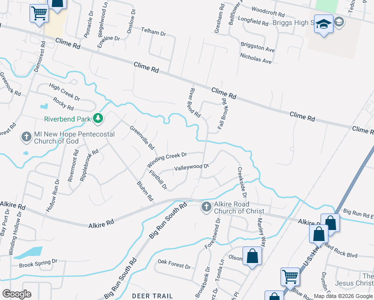 map of restaurants, bars, coffee shops, grocery stores, and more near 3168 Winding Creek Drive in Columbus