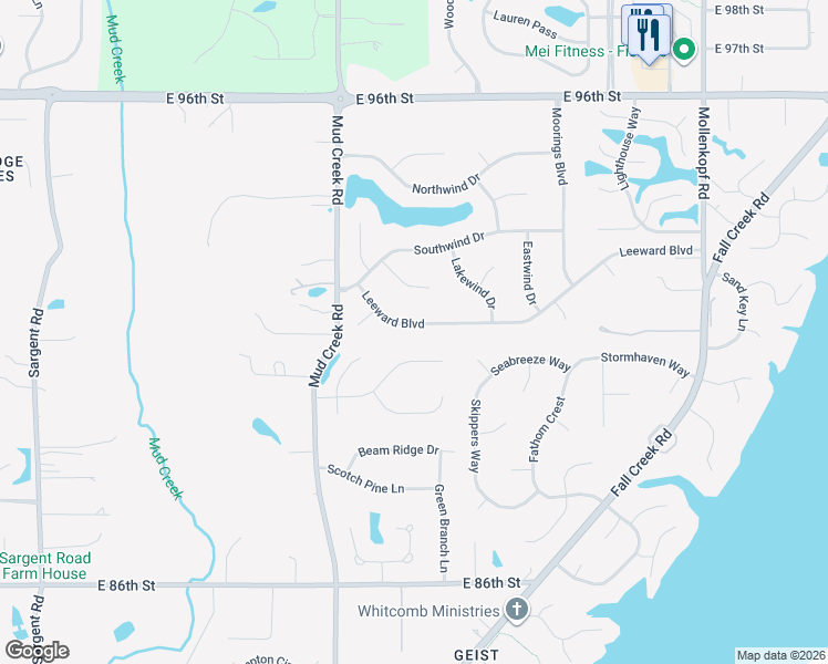 map of restaurants, bars, coffee shops, grocery stores, and more near 9958 Harbour Pines Court in Indianapolis