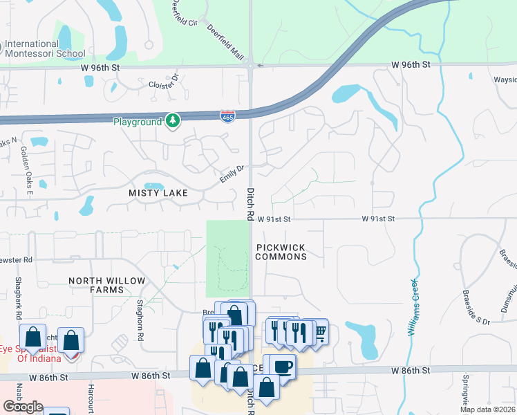 map of restaurants, bars, coffee shops, grocery stores, and more near in Indianapolis