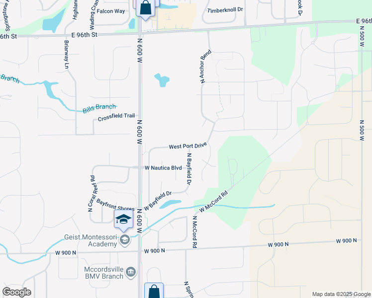 map of restaurants, bars, coffee shops, grocery stores, and more near 5785 West Port Drive in McCordsville