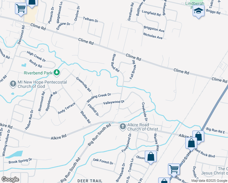 map of restaurants, bars, coffee shops, grocery stores, and more near 3153 Winding Creek Drive in Columbus