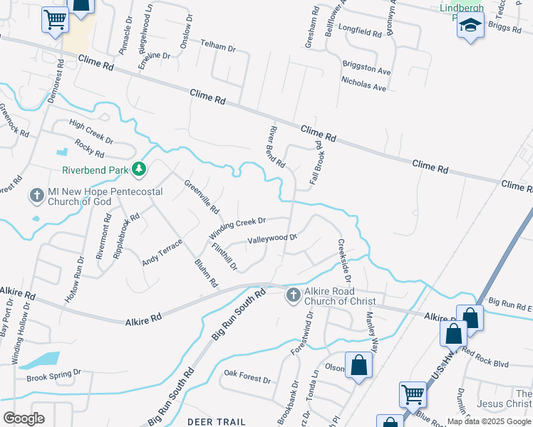map of restaurants, bars, coffee shops, grocery stores, and more near 3153 Winding Creek Drive in Columbus