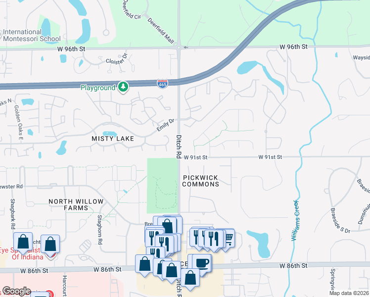 map of restaurants, bars, coffee shops, grocery stores, and more near in Indianapolis