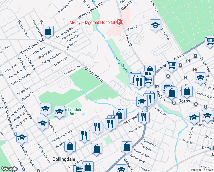 map of restaurants, bars, coffee shops, grocery stores, and more near 1046 South Lynbrook Road in Collingdale