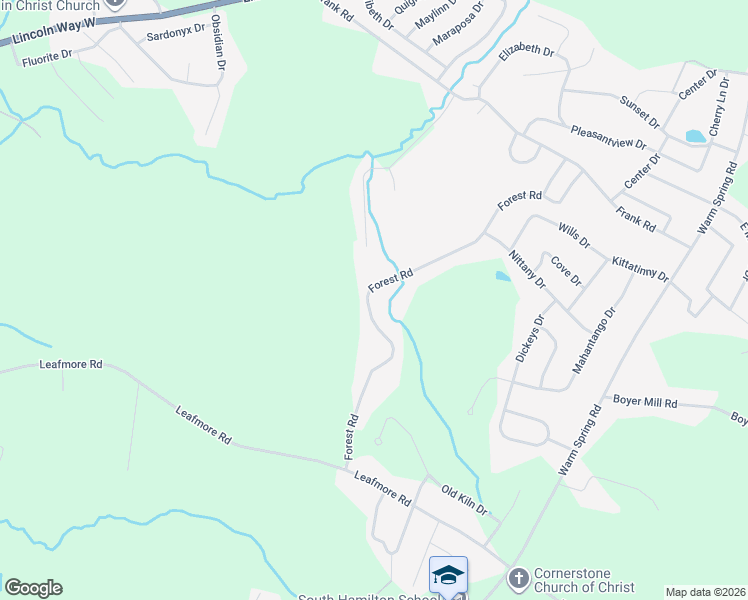 map of restaurants, bars, coffee shops, grocery stores, and more near 803 Forest Road in Chambersburg