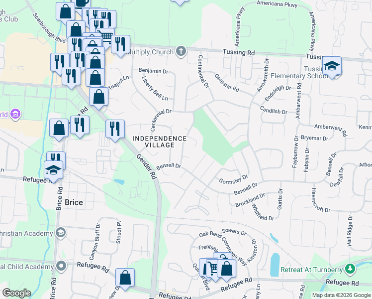 map of restaurants, bars, coffee shops, grocery stores, and more near 3030 Deepwood Drive in Reynoldsburg