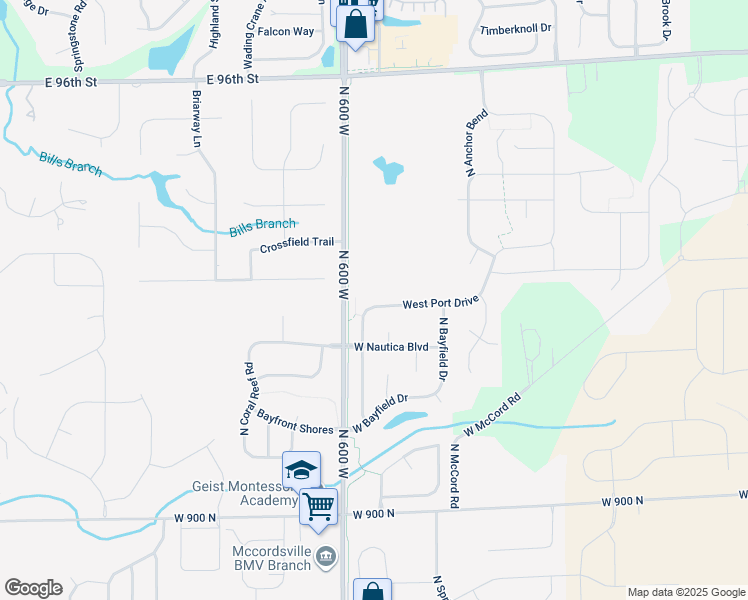 map of restaurants, bars, coffee shops, grocery stores, and more near 5928 West Port Drive in McCordsville