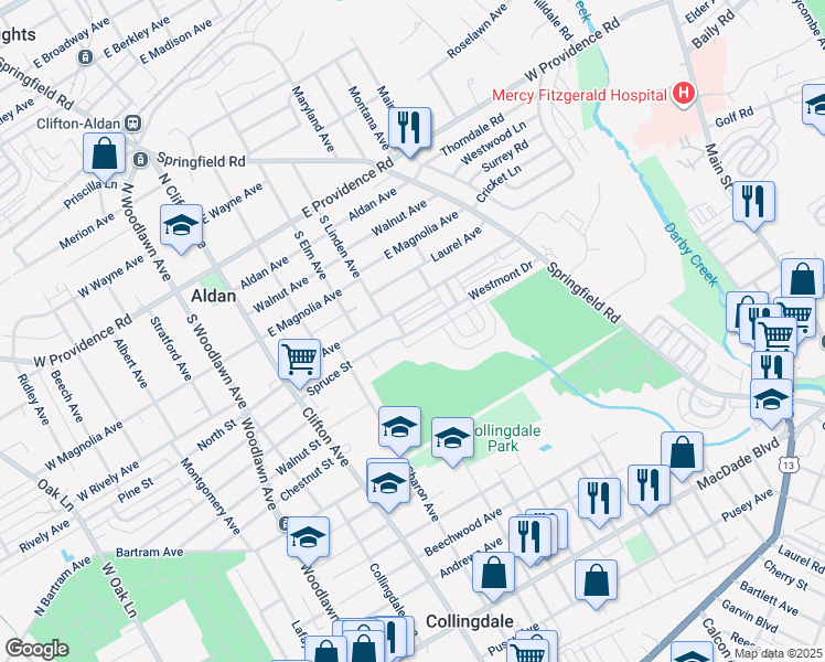 map of restaurants, bars, coffee shops, grocery stores, and more near 320 Westmont Dr in Collingdale
