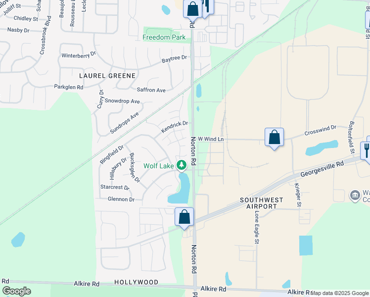map of restaurants, bars, coffee shops, grocery stores, and more near 1600 Bierl Drive in Galloway