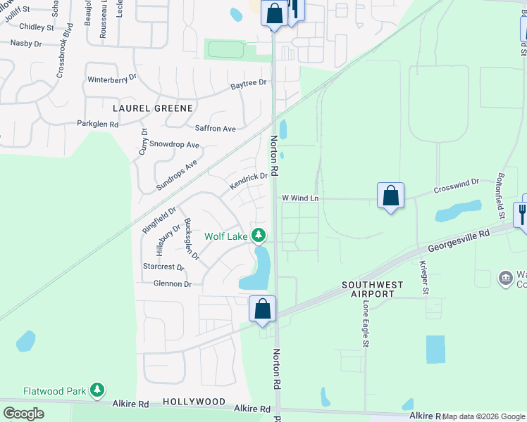 map of restaurants, bars, coffee shops, grocery stores, and more near 1600 Bierl Drive in Galloway