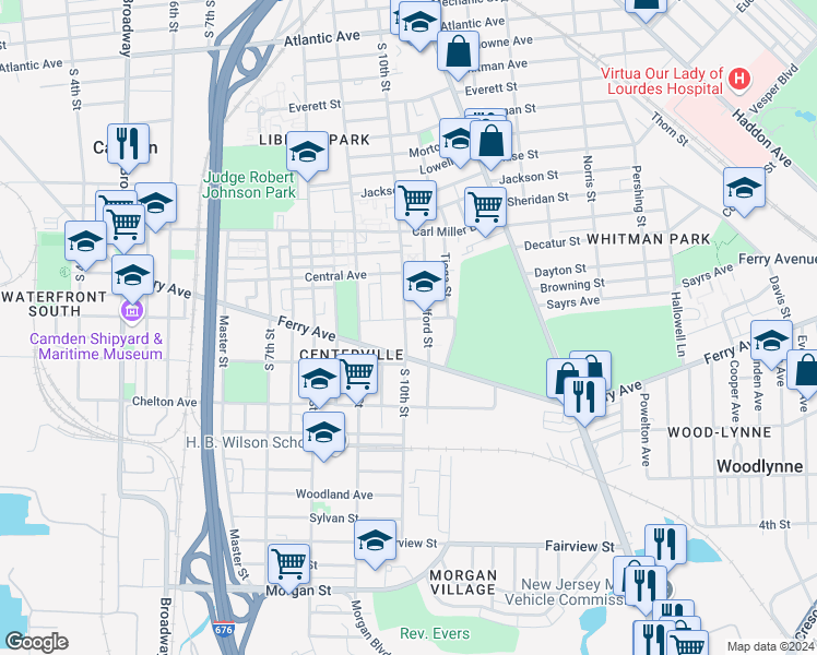 map of restaurants, bars, coffee shops, grocery stores, and more near in Camden