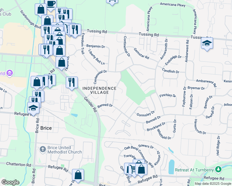 map of restaurants, bars, coffee shops, grocery stores, and more near 3030 Deepwood Drive in Reynoldsburg