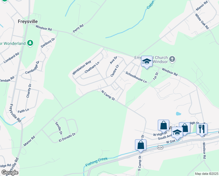map of restaurants, bars, coffee shops, grocery stores, and more near 2 Windsor Acres in Windsor