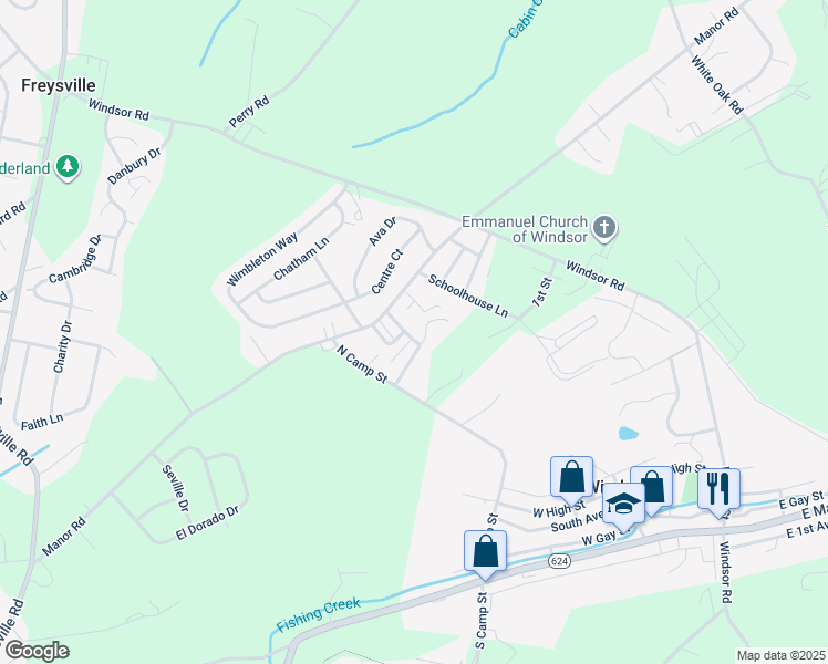 map of restaurants, bars, coffee shops, grocery stores, and more near 2 Windsor Acres in Windsor