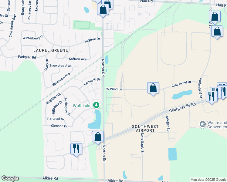 map of restaurants, bars, coffee shops, grocery stores, and more near 5529 Wickersham Lane in Columbus