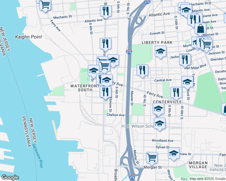 map of restaurants, bars, coffee shops, grocery stores, and more near 559 Viola Street in Camden