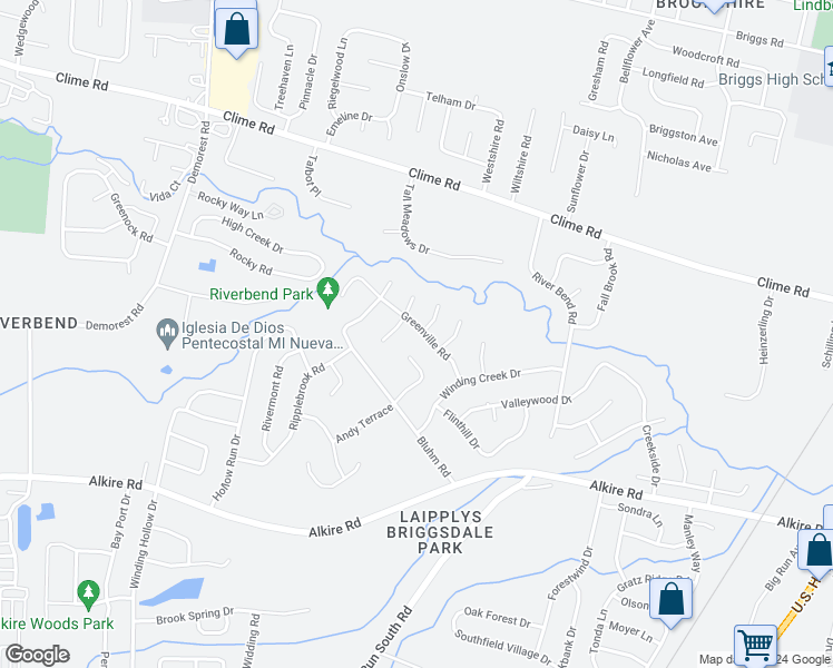 map of restaurants, bars, coffee shops, grocery stores, and more near 1635 Greenville Road in Columbus