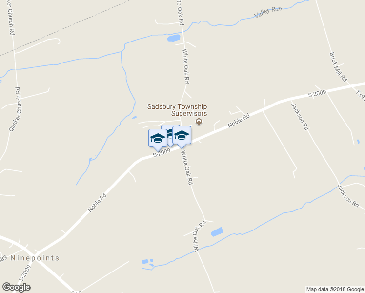 map of restaurants, bars, coffee shops, grocery stores, and more near 7274 White Oak Road in Christiana