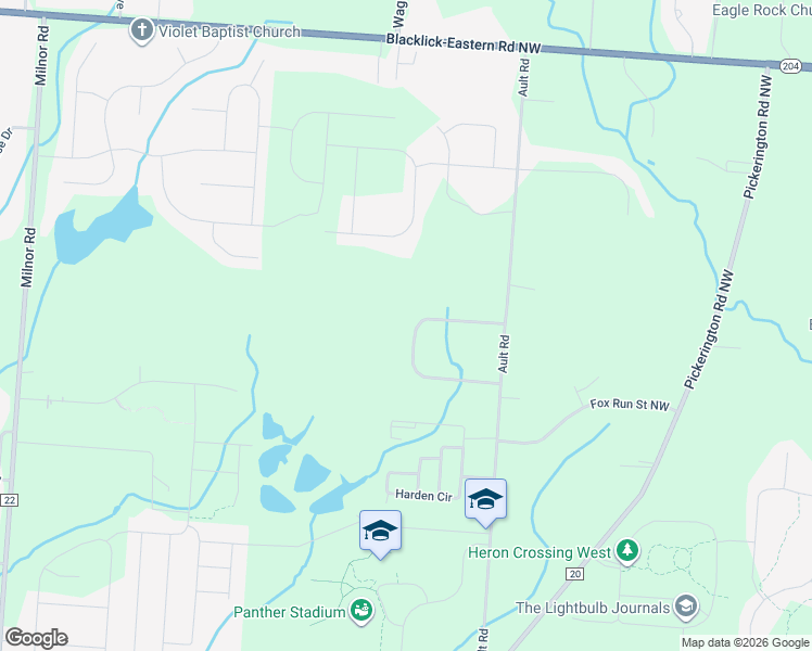 map of restaurants, bars, coffee shops, grocery stores, and more near 12873 Fox Run Court Northwest in Pickerington