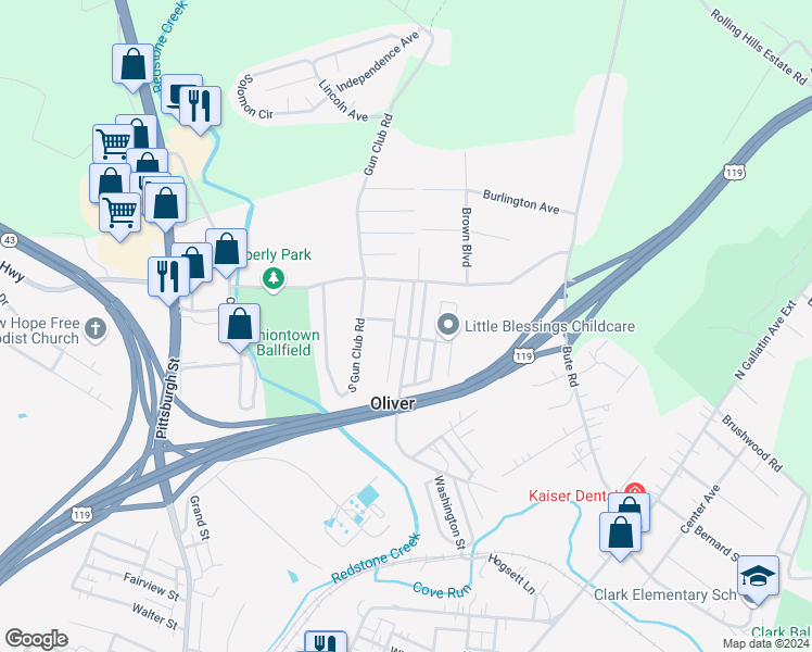 map of restaurants, bars, coffee shops, grocery stores, and more near 269 Main Street in Dunbar
