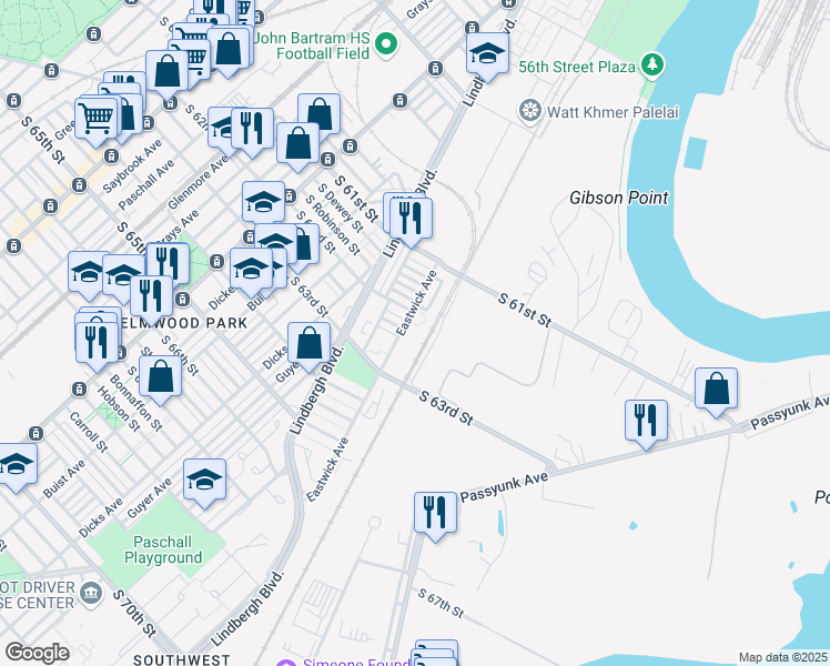 map of restaurants, bars, coffee shops, grocery stores, and more near 2924 South Felton Street in Philadelphia