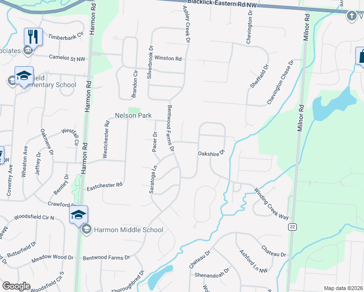 map of restaurants, bars, coffee shops, grocery stores, and more near 9043 Saddle Horn Street in Pickerington