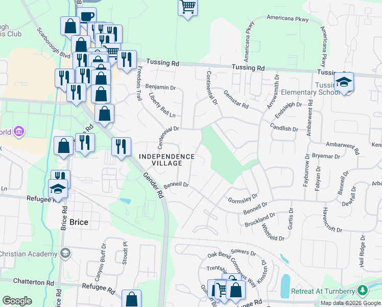 map of restaurants, bars, coffee shops, grocery stores, and more near 3030 Deepwood Drive in Reynoldsburg