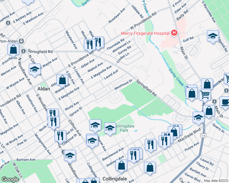 map of restaurants, bars, coffee shops, grocery stores, and more near 398 Westmont Drive in Collingdale