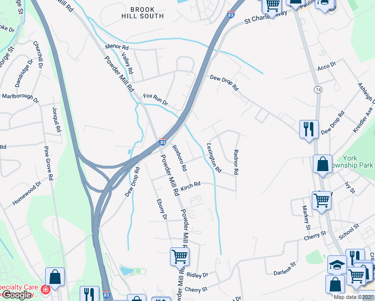 map of restaurants, bars, coffee shops, grocery stores, and more near 1814 Saratoga Road in York