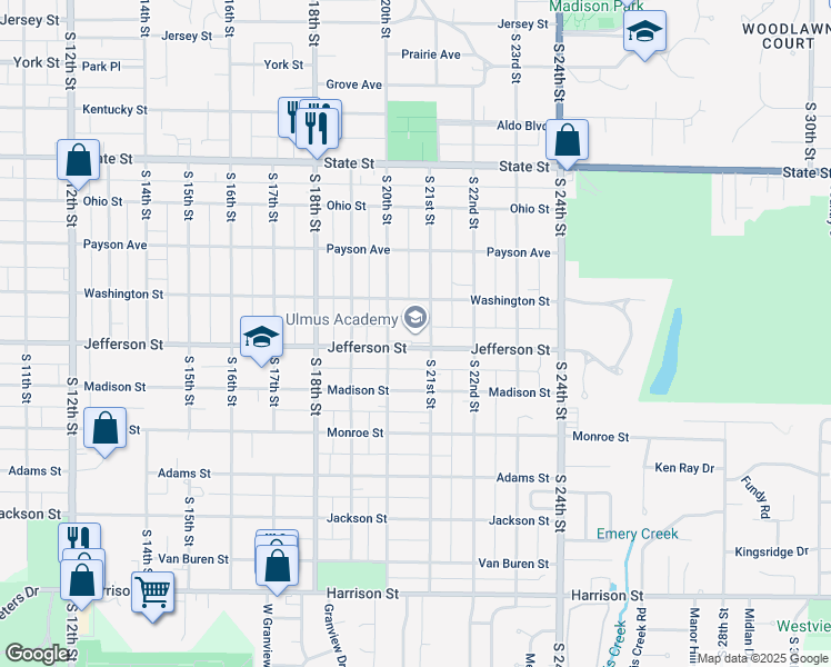 map of restaurants, bars, coffee shops, grocery stores, and more near 2001 Jefferson Street in Quincy