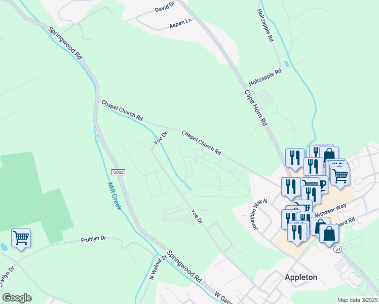 map of restaurants, bars, coffee shops, grocery stores, and more near 376 Avon Drive in Red Lion
