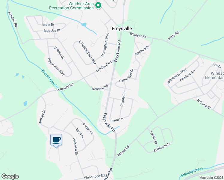 map of restaurants, bars, coffee shops, grocery stores, and more near 2905 Freysville Road in Red Lion