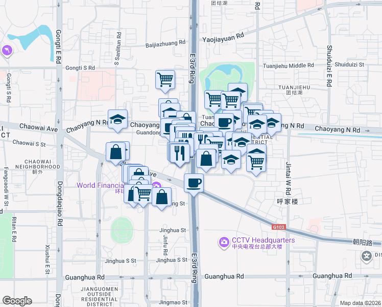 map of restaurants, bars, coffee shops, grocery stores, and more near in 
