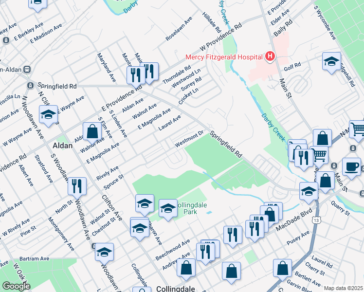map of restaurants, bars, coffee shops, grocery stores, and more near 422 Westmont Drive in Collingdale