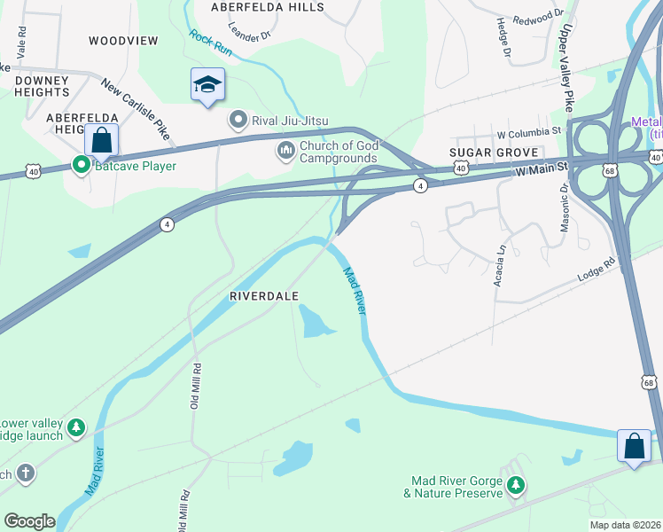 map of restaurants, bars, coffee shops, grocery stores, and more near 3183 Lower Valley Pike in Springfield