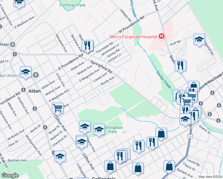 map of restaurants, bars, coffee shops, grocery stores, and more near 440 Westmont Drive in Collingdale