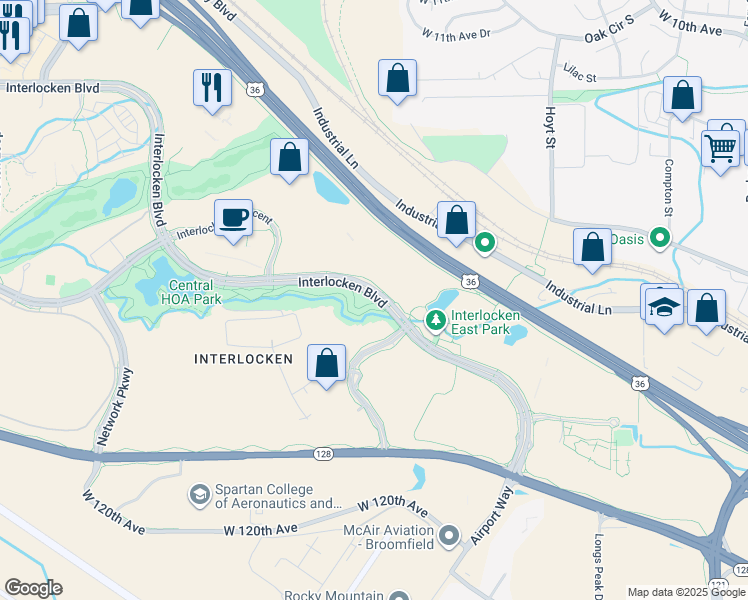 map of restaurants, bars, coffee shops, grocery stores, and more near in Broomfield