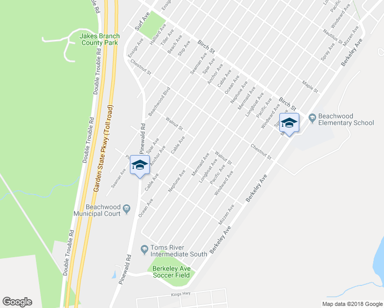 map of restaurants, bars, coffee shops, grocery stores, and more near 1228 Neptune Avenue in Beachwood