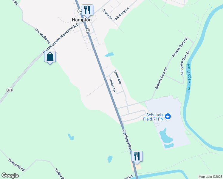 map of restaurants, bars, coffee shops, grocery stores, and more near 14 Antler Lane in New Oxford