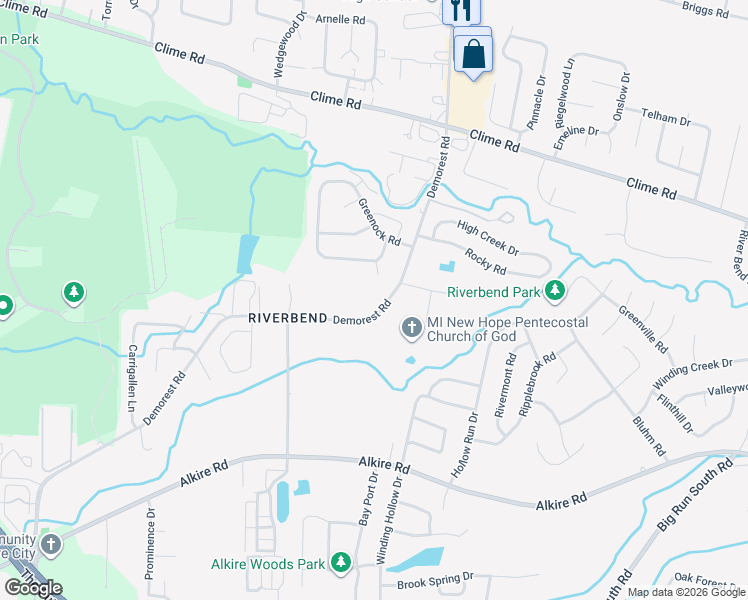map of restaurants, bars, coffee shops, grocery stores, and more near 1515 Klibreck Court in Columbus