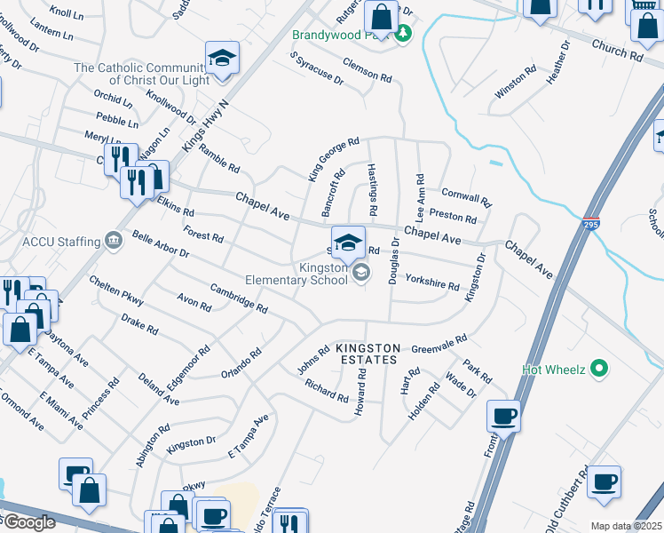 map of restaurants, bars, coffee shops, grocery stores, and more near 314 Sheffield Road in Cherry Hill
